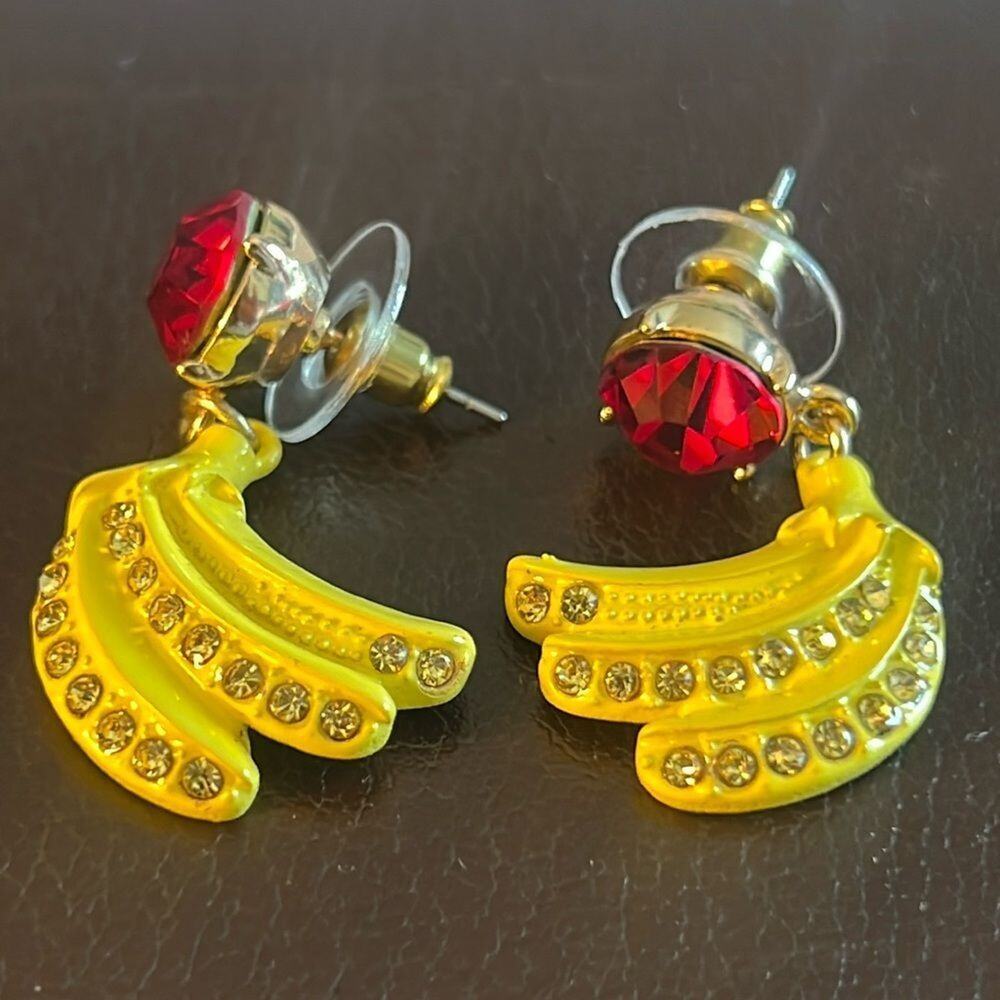 MIRIAM HASKELL NEW BANANA‎ STUDDED DANGLING EARRINGS